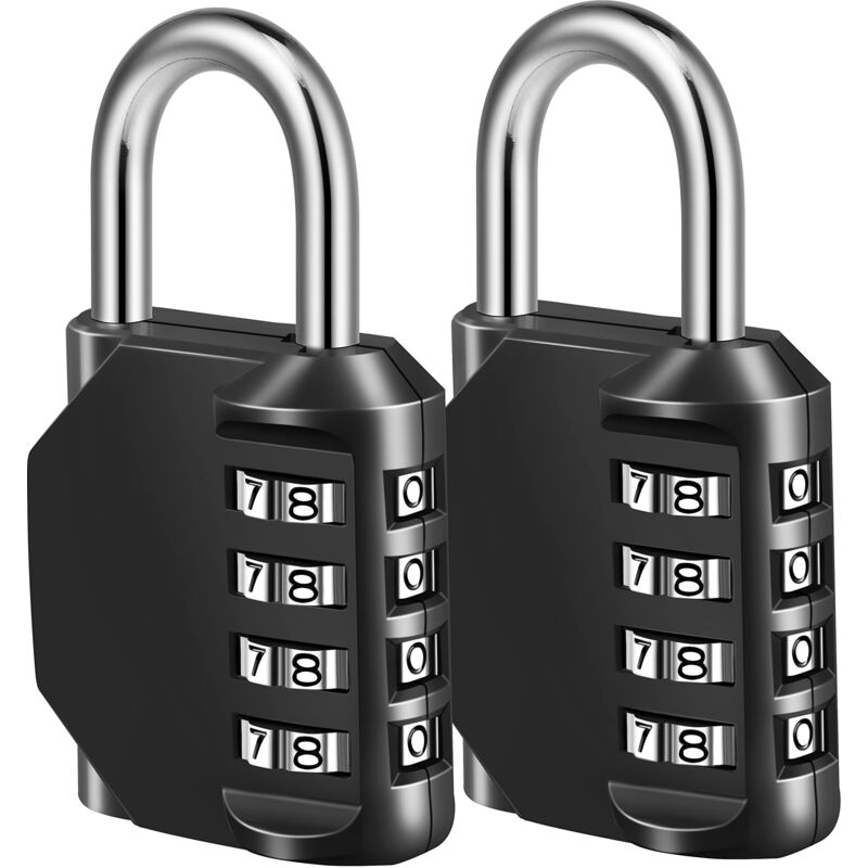 foto del prodotto zvd combination padlock, 4 digit combination padlock for sports lockers, fences, tool boxes, cases, buckle lockers 2 pack, black 