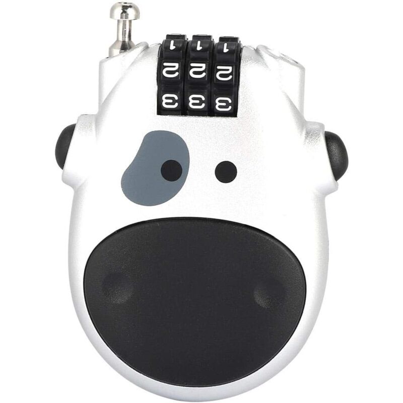 foto del prodotto zvd combination padlock with 3 digit combination cable lock, 80cm extendable cable, heifer shape, personalized security lock for stroller bag