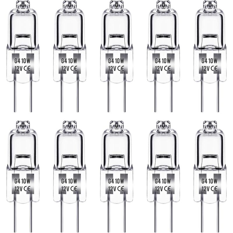 foto del prodotto zvd confezione da 10 lampadine alogene g4 12v 10w giallo caldo 2700k dimmerabili luce a capsula trasparente