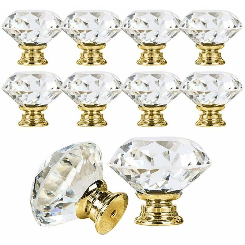 foto del prodotto zvd confezione da 10 pomelli con diamanti scintillanti da 30 mm decorazione rosa per porte e cassetti