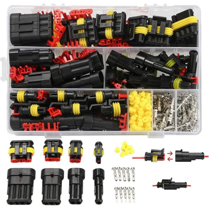 foto del prodotto zvd connettore elettrico impermeabile assortimento da 352 pezzi 1 2 3 4 pin per motociclette, auto, scooter, camion, barche