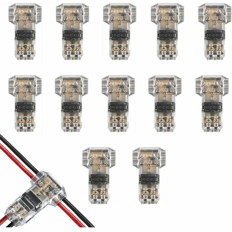 foto del prodotto zvd connettori per cavi di tipo t impermeabili confezione da 12 connettori per cavi elettrici a 2 pin da 12 v per connessioni temporanee, audio,