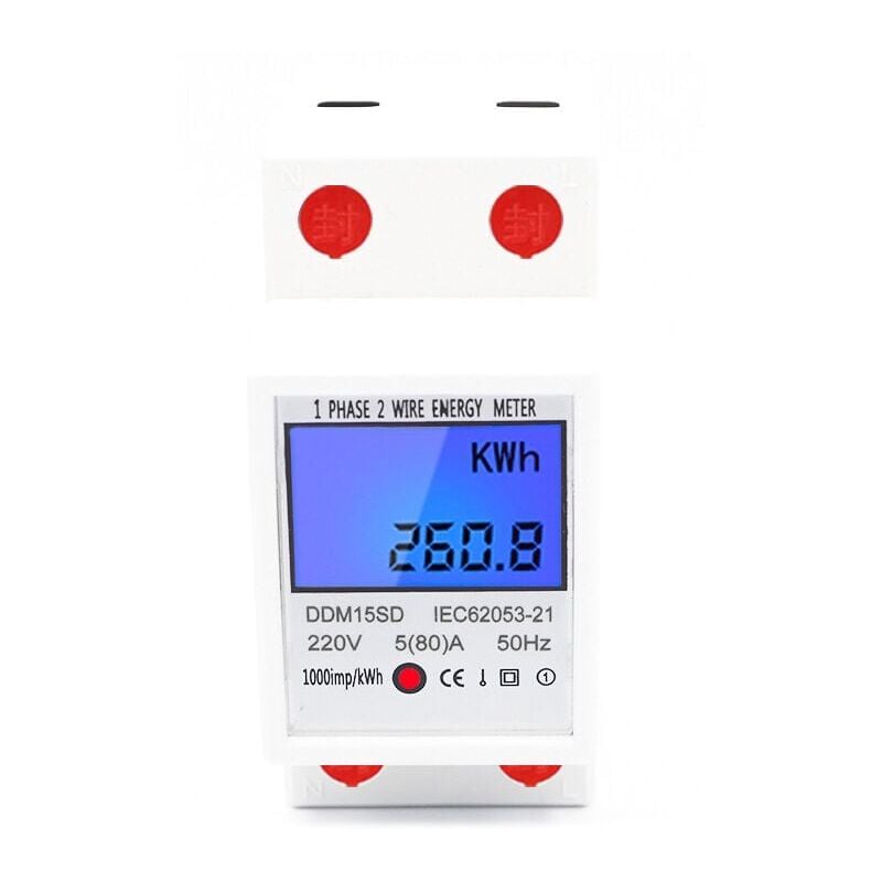 foto del prodotto zvd contatore di energia elettrica multifunzione monofase tipo su rotaia display lcd retroilluminato 580a