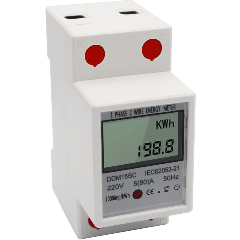 foto del prodotto zvd contatore di energia monofase su guida din display lcd digitale 5 80 a 220 v 50 hz