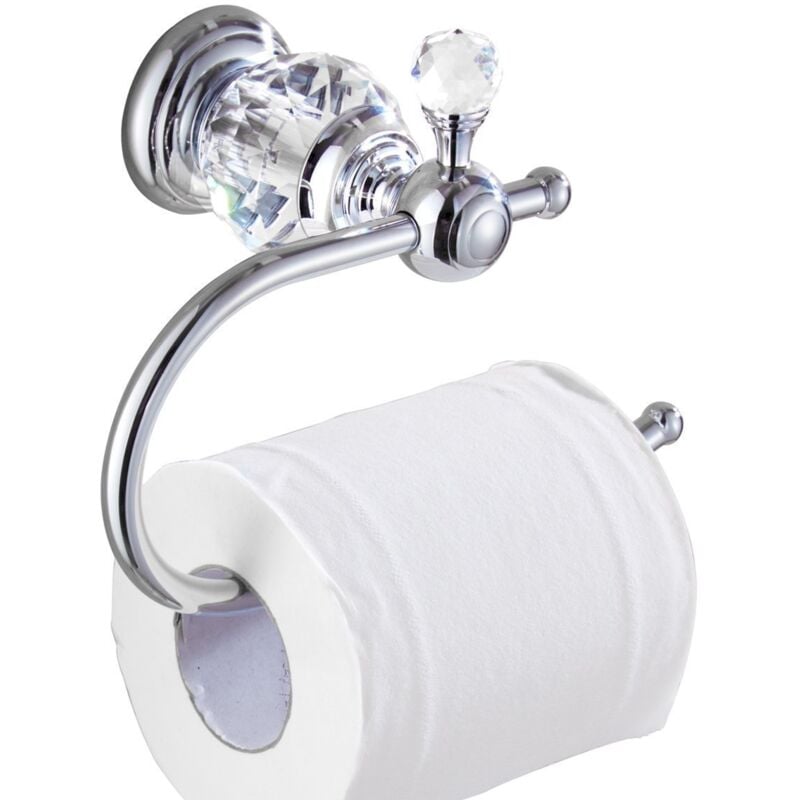 foto del prodotto zvd crystal series brass toilet roll holder, polished chrome