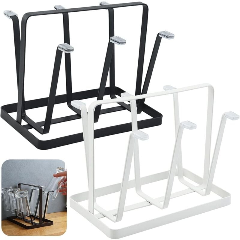 foto del prodotto zvd cup drying rack, 2 pieces bottle drying rack cup holder bottle drainer cup rack with 6 hooks for offices kitchens bathrooms