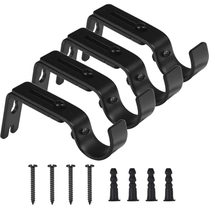foto del prodotto zvd curtain rod bracket, 4 pieces adjustable wall bracket, metal curtain rod bracket, curtain bracket with 8 pieces fixing screws for curtain rods