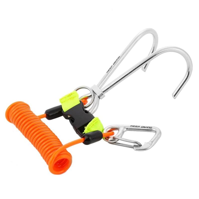 foto del prodotto zvd diving reef hook, stainless steel safety double hook scuba drift diving accessory with d ring