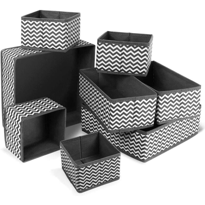 foto del prodotto zvd drawer organizer,8pcs high quality oxford open storage boxes foldable and breathable drawer storage,ideal for toys socks underwear ripple 