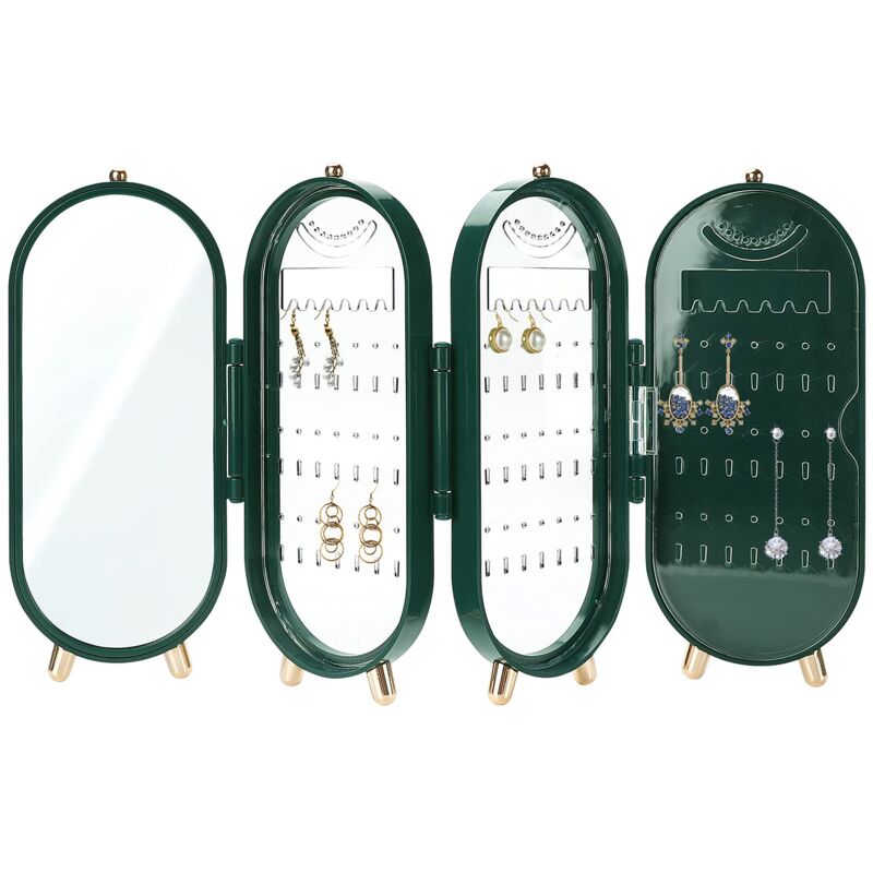 foto del prodotto zvd earring holder with mirror, foldable earring display stand, earring organizer holder, jewelry storage, hanger box, earring, bracelet, necklace,