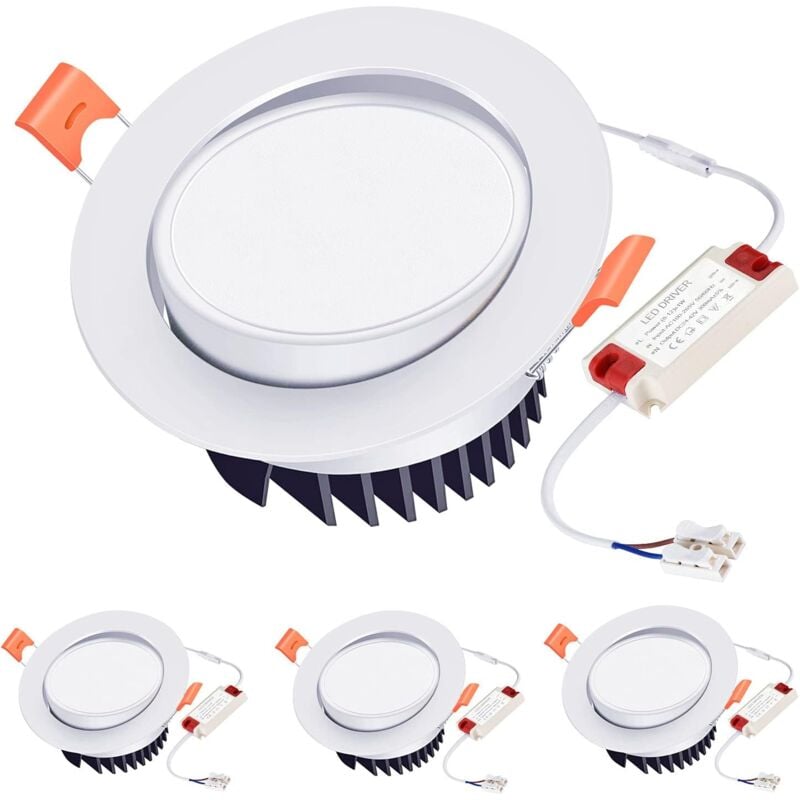 foto del prodotto zvd faretto da incasso a led 12w bianco caldo 3000k illuminazione regolabile a 40 per cucina, bagno set da 3 