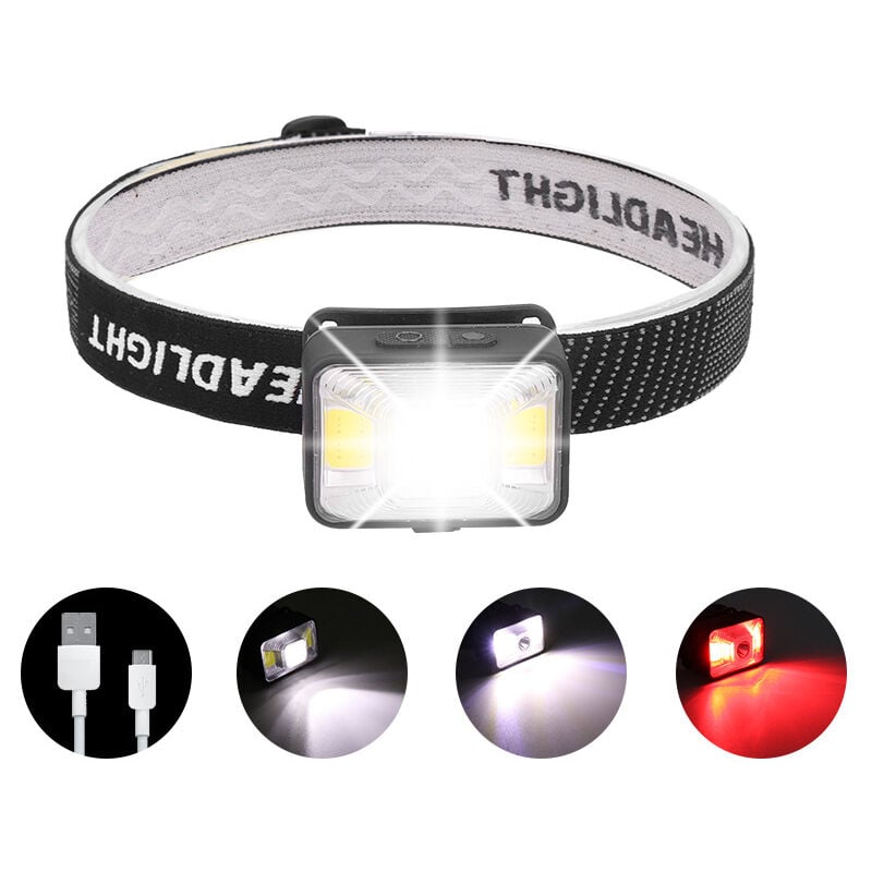 foto del prodotto zvd faro led ricaricabile tramite usb 1800 mah 200 lm, piccolo e potente con 5 modalit di illuminazione bianca e rossa ipx5 impermeabile