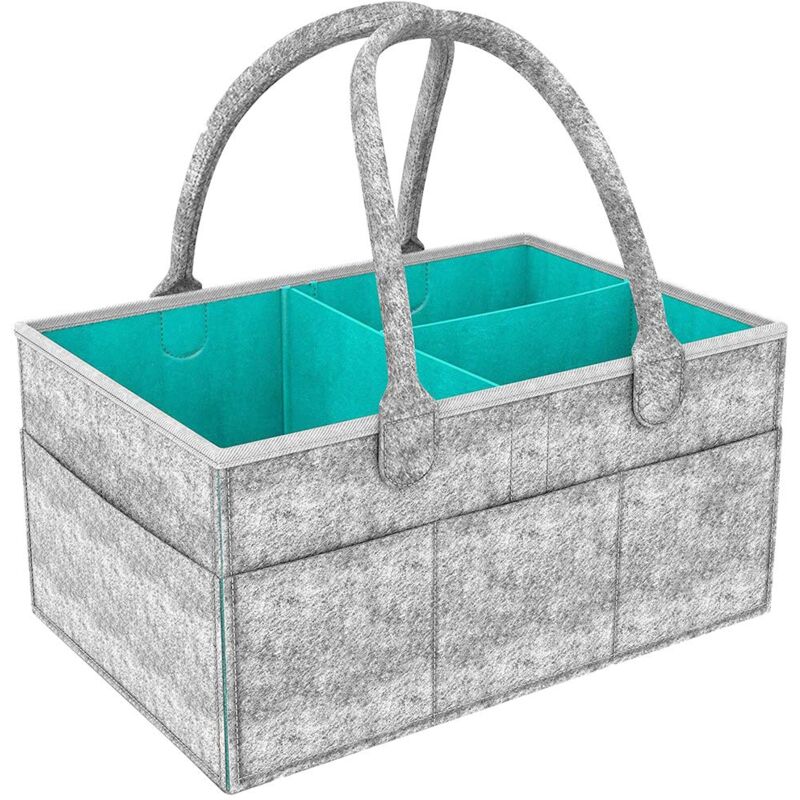 foto del prodotto zvd felt baby storage basket, foldable diaper organizer, storage basket with removable compartment, for nursery, nursery, car travel
