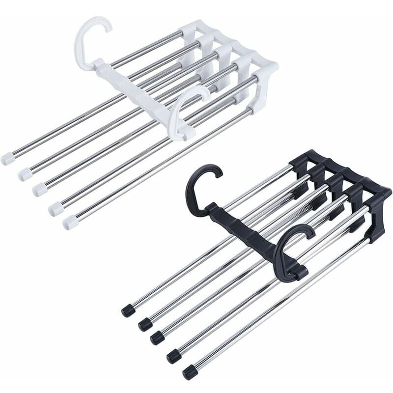 foto del prodotto zvd foldable trouser hangers,2 pieces,5 in 1 trouser hangers,space saving,made of plastic and stainless steel,for
