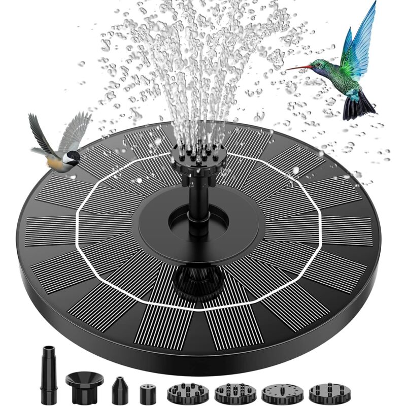 foto del prodotto zvd fontana solare galleggiante per esterni 3,5 w con 6 ugelli per bagno per uccelli, acquario, giardino