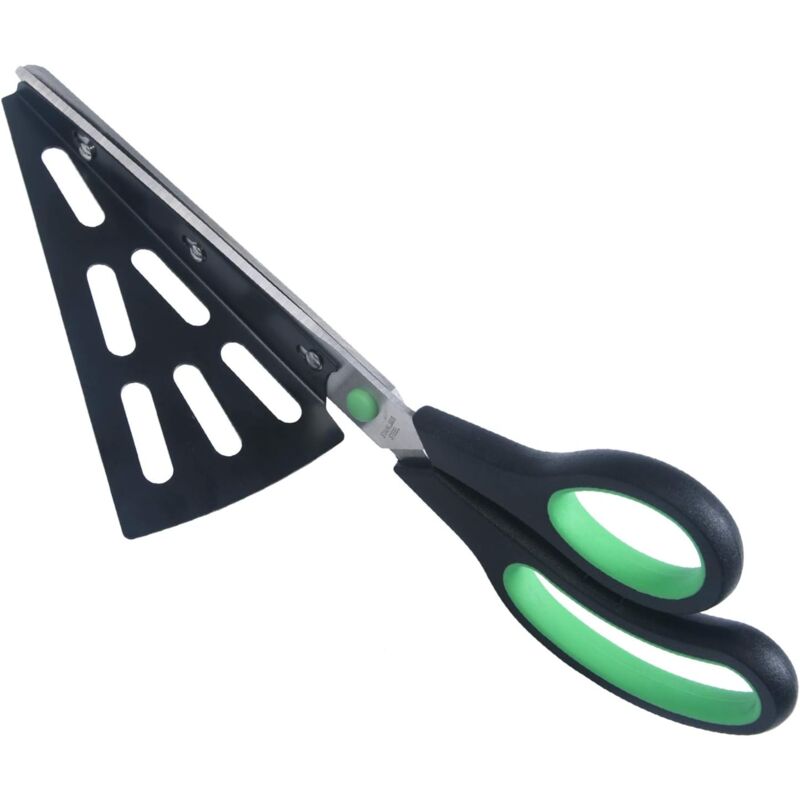 foto del prodotto zvd forbici per pizza in acciaio inox da 28 cm forbici con buccia staccabile, versatile gadget da cucina verde 