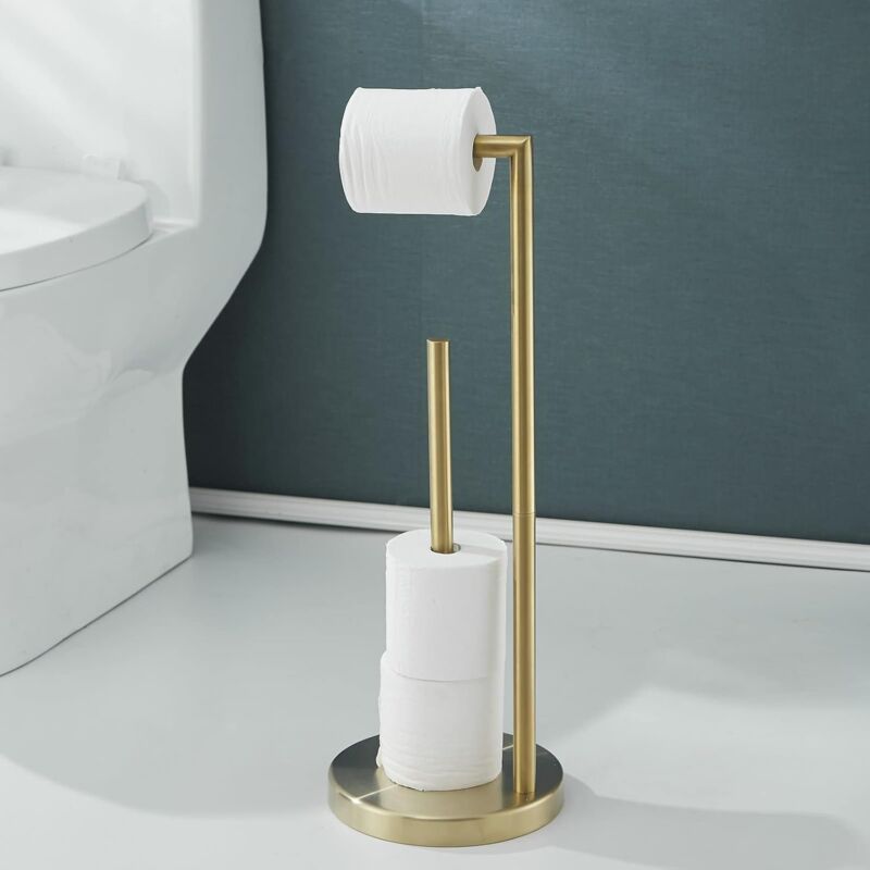 foto del prodotto zvd freestanding toilet paper holder 304 stainless steel brushed gold