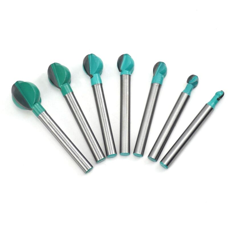 foto del prodotto zvd fresa a fondo tondo per legno, 7 pezzi, gambo da 6 mm, punte per scatola centrale da 6 8 10 12 14 16 19 mm, fresa per scanalature per utensili
