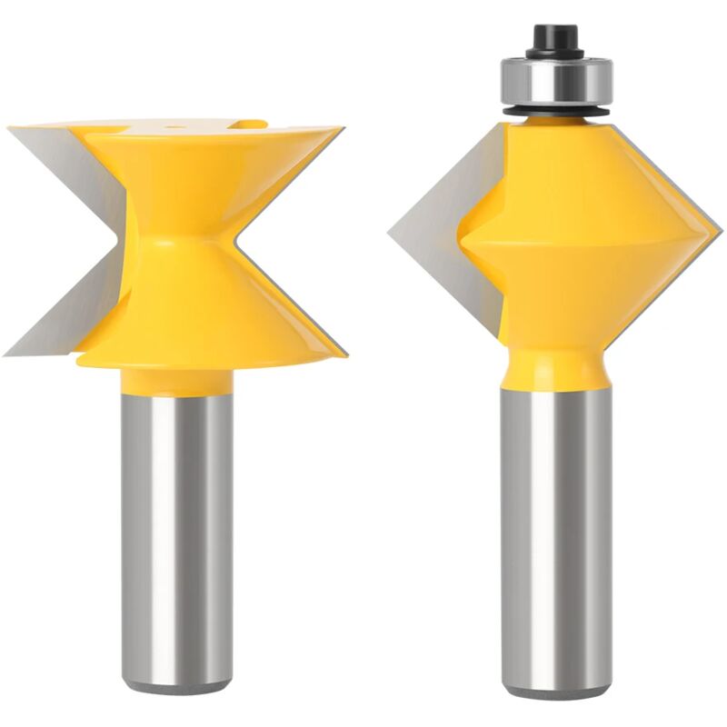 foto del prodotto zvd frese per lavorazione del legno, set da 2 pezzi, gambo da 12 mm, design a v, scanalatura per macchia a 90 gradi