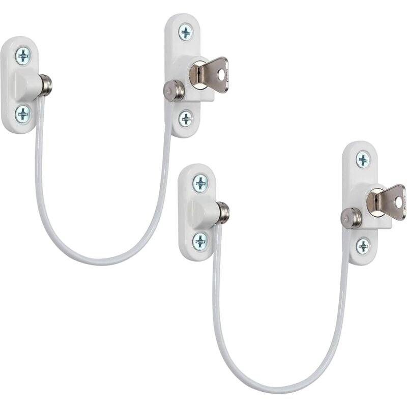 foto del prodotto zvd furniture door window safety lock 2pcs with key white cable restrictor 190mm baby child safety cable lock