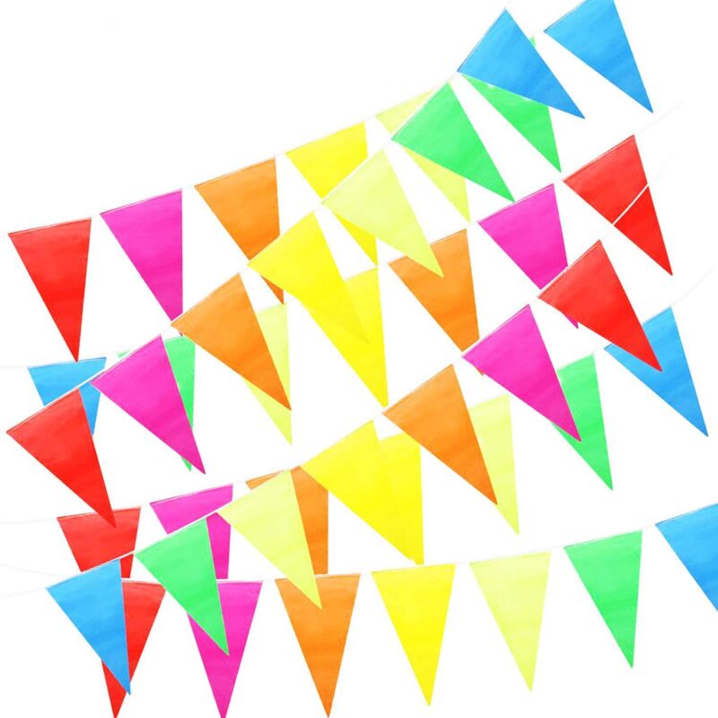foto del prodotto zvd gagliardetto multicolore 50m ghirlanda in tessuto triangolare per decorazioni esterne 100 pezzi 