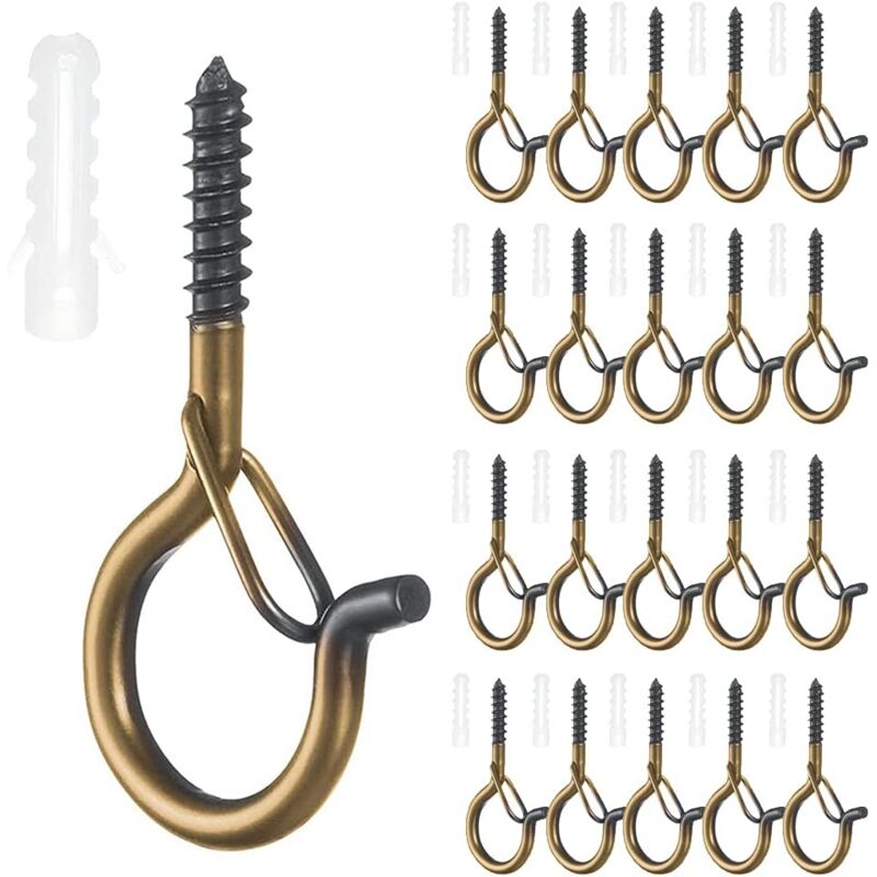 foto del prodotto zvd ganci da parete in metallo con vite confezione da 20 ganci a vite per tazze da t , piante, luci, ufficio, esterni e interni bronzo 