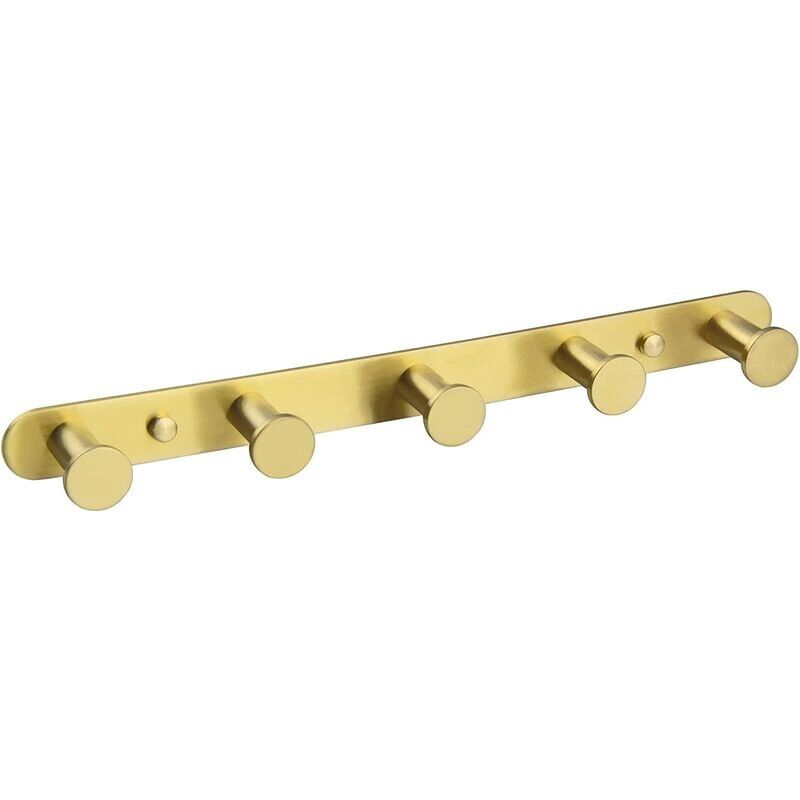 foto del prodotto zvd gancio da bagno in acciaio inossidabile oro spazzolato, 5 ganci, per asciugamani e utensili da cucina