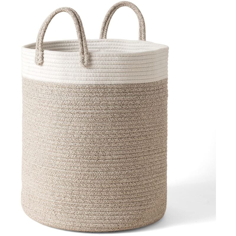 foto del prodotto zvd grande cesto portaoggetti in corda di cotone manico giocattoli per bucato sporco decorazione per soggiorno, casa, bagno 40 x 36 cm