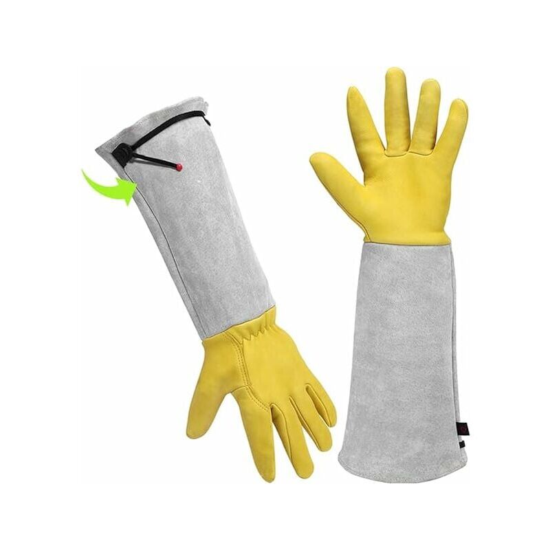 foto del prodotto zvd guanti da giardinaggio donna uomo guanti da giardinaggio in pelle, guanti antitaglio rosa spinosa, guanti lunghi per attrezzi da giardinaggio