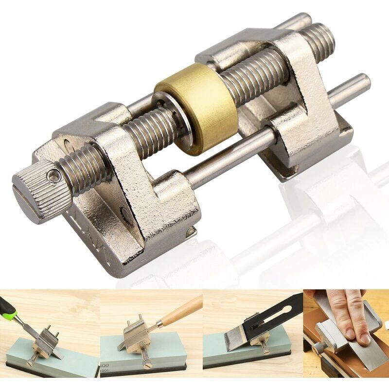 foto del prodotto zvd guida di affilatura in acciaio inox morsetto laterale angolo fisso con rullo in ottone larghezza tra 0,8 e 8,2 cm