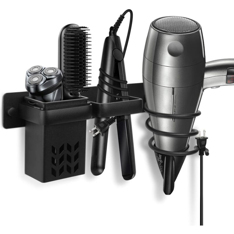 foto del prodotto zvd hair dryer rack, wall mounted hair dryer organizer rack, multi function bathroom tool rack with storage rack