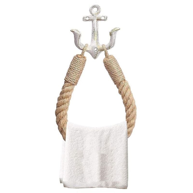 foto del prodotto zvd hand woven bathroom towel rack, wall mounted towel rack, hemp rope towel rack can also be used for toilet paper holder, curtain tiebacks,silver