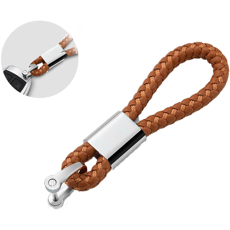 foto del prodotto zvd hand woven leather keychain car keyring gift for men women mother brown