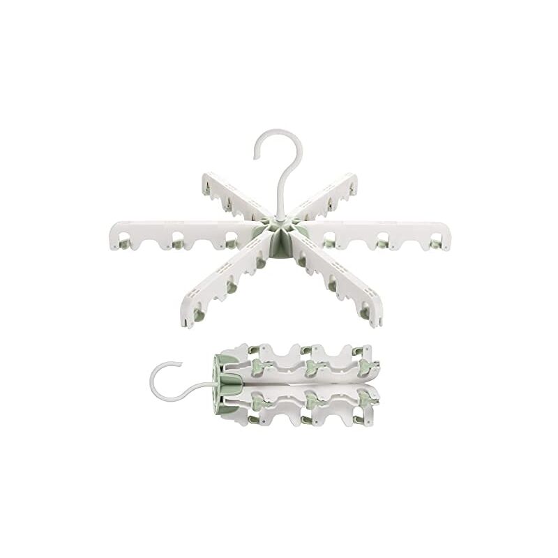 foto del prodotto zvd heavy duty plastic hangers, 18 lined garment racks. non slip. space saving, 360 swivel hook, suitable for towels, clothes, etc. green white