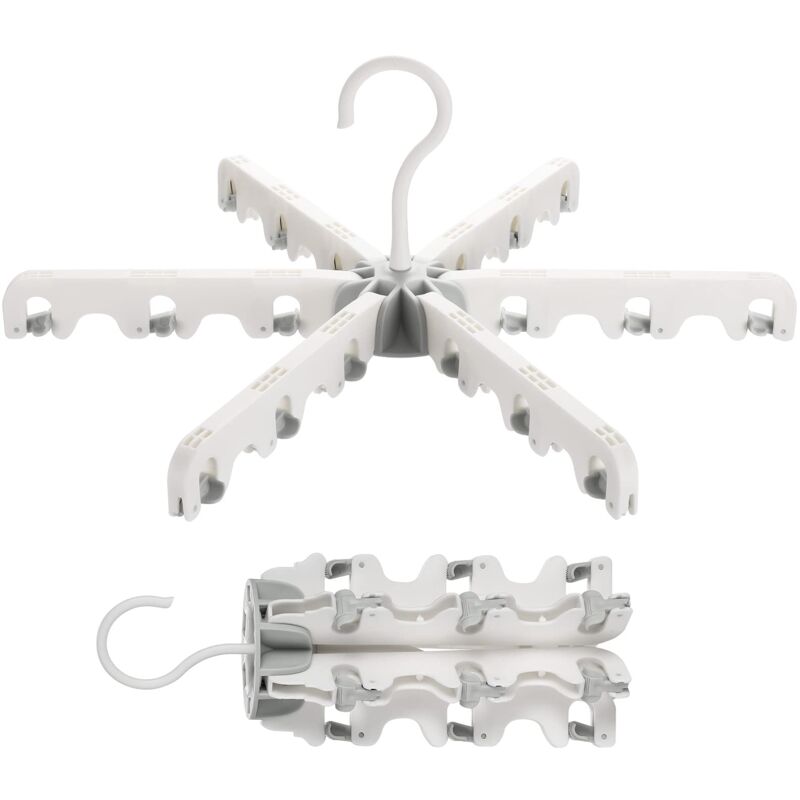 foto del prodotto zvd heavy duty plastic hangers, 18 lined garment racks. non slip. space saving, 360 swivel hook, suitable for towels, clothes, etc. grey white