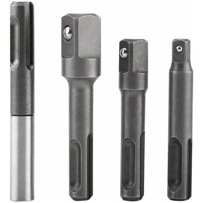 foto del prodotto zvd hex socket extension adapter, 1 4 sds plus socket bit and 1 4 3 8 1 2 square drill bit in stainless steel and chrome vanadium steel