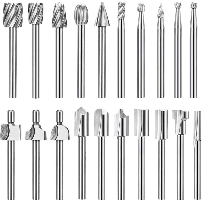 foto del prodotto zvd high hardness engraving bit set, 10pcs hss carbide 10pcs 1 8 3mm shank router bits for rotary tools for diy woodworking, carving, drilling,