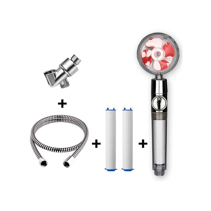 foto del prodotto zvd high pressure propeller shower head,360 swivel shower head.high pressure hand shower,with 2 filters and pause switch water saving shower head