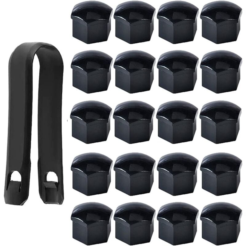 foto del prodotto zvd high quality 17mm bolt nut covers, hex wheel nut protection caps, with removal tool pack of 20, black 