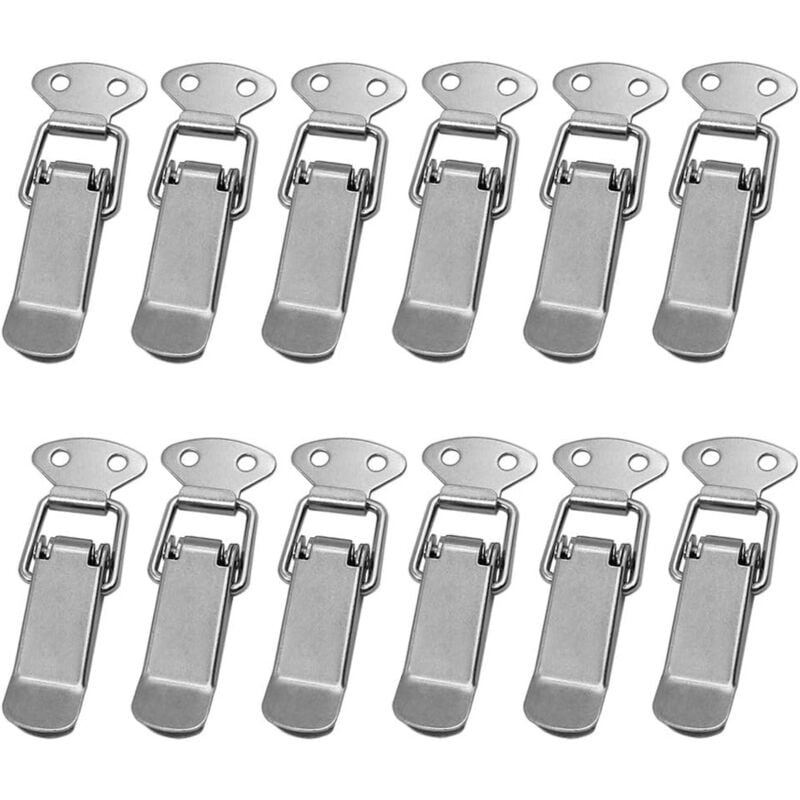 foto del prodotto zvd hood latch 12 pieces lever latch door hasp, spring latch with hook stainless steel hardware drawer toggle clasp for box,case without lock