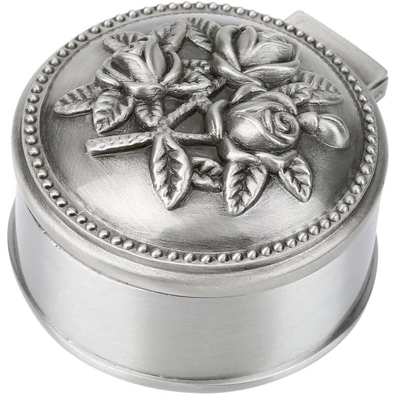 foto del prodotto zvd jewelry box zinc alloy vintage flower carved round antique storage organizer for women