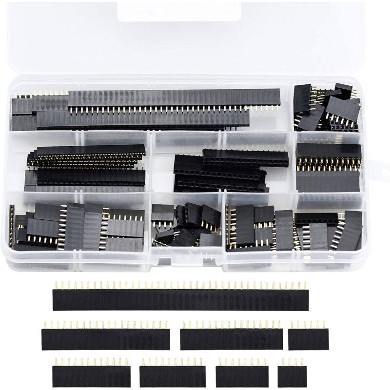 foto del prodotto zvd kit di assortimento di pin di connettori per intestazione led da 120 pezzi per scudo impilabile pin femmina da 2 54 mm