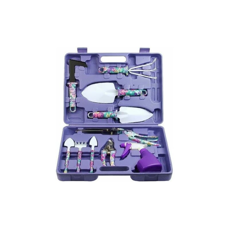 foto del prodotto zvd kit di attrezzi da giardiniere da 10 pezzi, set di attrezzi da giardino, manico ergonomico, rastrello, diserbante, potatore, spruzzatore,