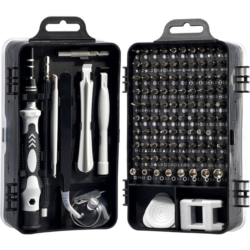 foto del prodotto zvd kit di cacciaviti di precisione 115 in 1 strumenti di riparazione magnetici portatili, nero