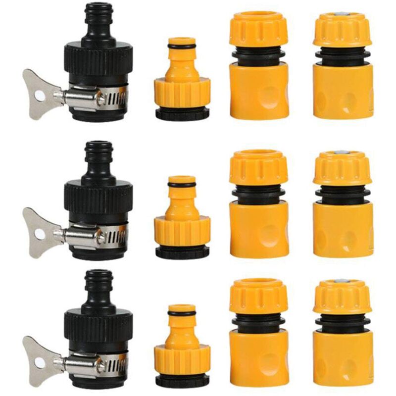 foto del prodotto zvd kit di connettori rapidi da giardino in plastica 12 pezzi, connettori doppi per tubo da giardino