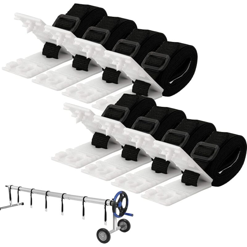 foto del prodotto zvd kit di fissaggio per copertura solare per piscina cinghie in nylon, assi di corda, fibbie 8 pezzi 