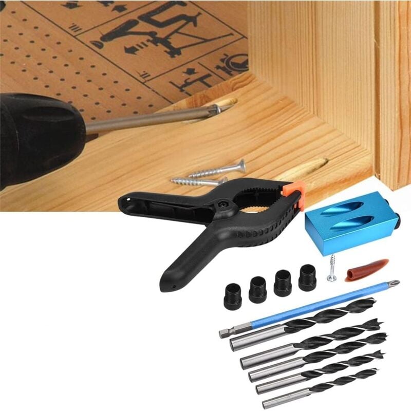 foto del prodotto zvd kit di utensili per il posizionamento della guida della punta del trapano per trapano a vite portatile doppio foro tascabile jig 15 