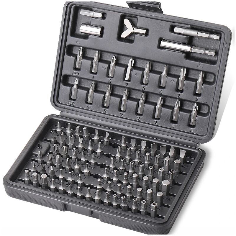 foto del prodotto zvd kit di utensili per riparazioni manuali da 100 pezzi punte per cacciavite di sicurezza al cromo vanadio crv