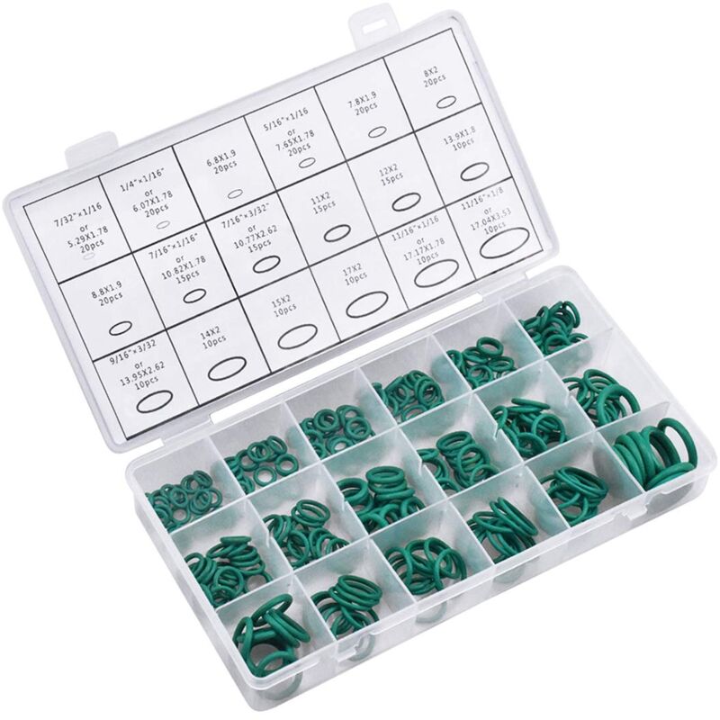 foto del prodotto zvd kit guarnizioni in gomma da 270 pezzi 18 diverse misure di o ring verdi set guarnizioni di tenuta