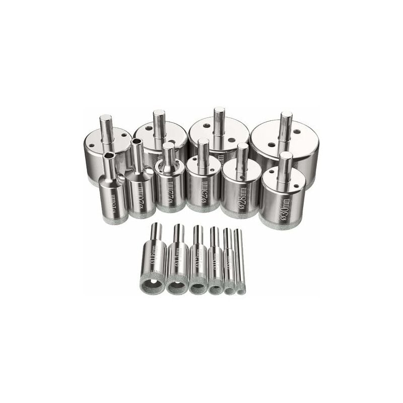 foto del prodotto zvd kit sega a tazza diamantata 6 50 mm 16 pezzi foratura vetro, acciaio, ceramica, porcellana, piastrelle, marmo